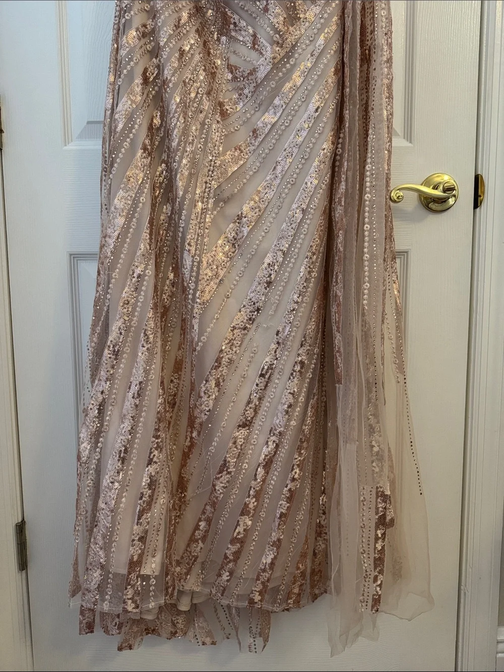 Mac Duggal 20528 Rose Gold One Shoulder Cape Sleeve Embellished Gown Size 14 NWT